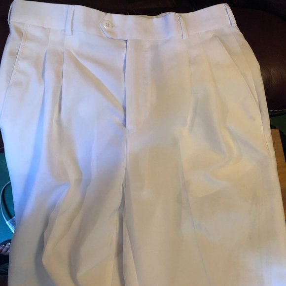 Men's white dress trousers with belt - Picture 5 of 8